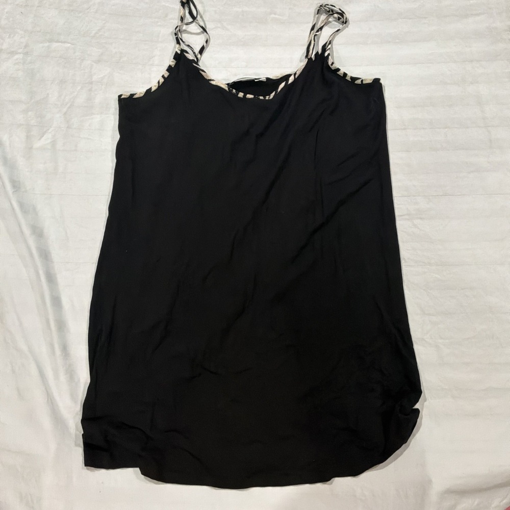 Y2K Mint Velvet Black Shift Dress Zebra Print Trim Spaghetti Strap Sz18 Whimgoth